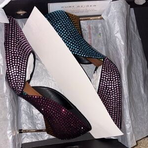 Kurt Geiger Black and Purple Embellished Heels